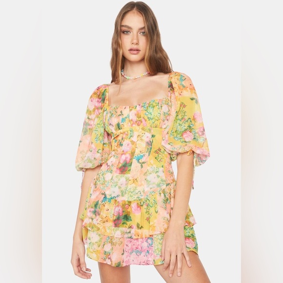 For Love And Lemons Floral Mini Dress - Picture 3 of 6